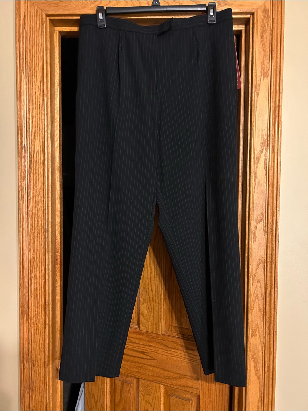 Women’s Pinstripe Dress Pants - Black by JM Collection size 18